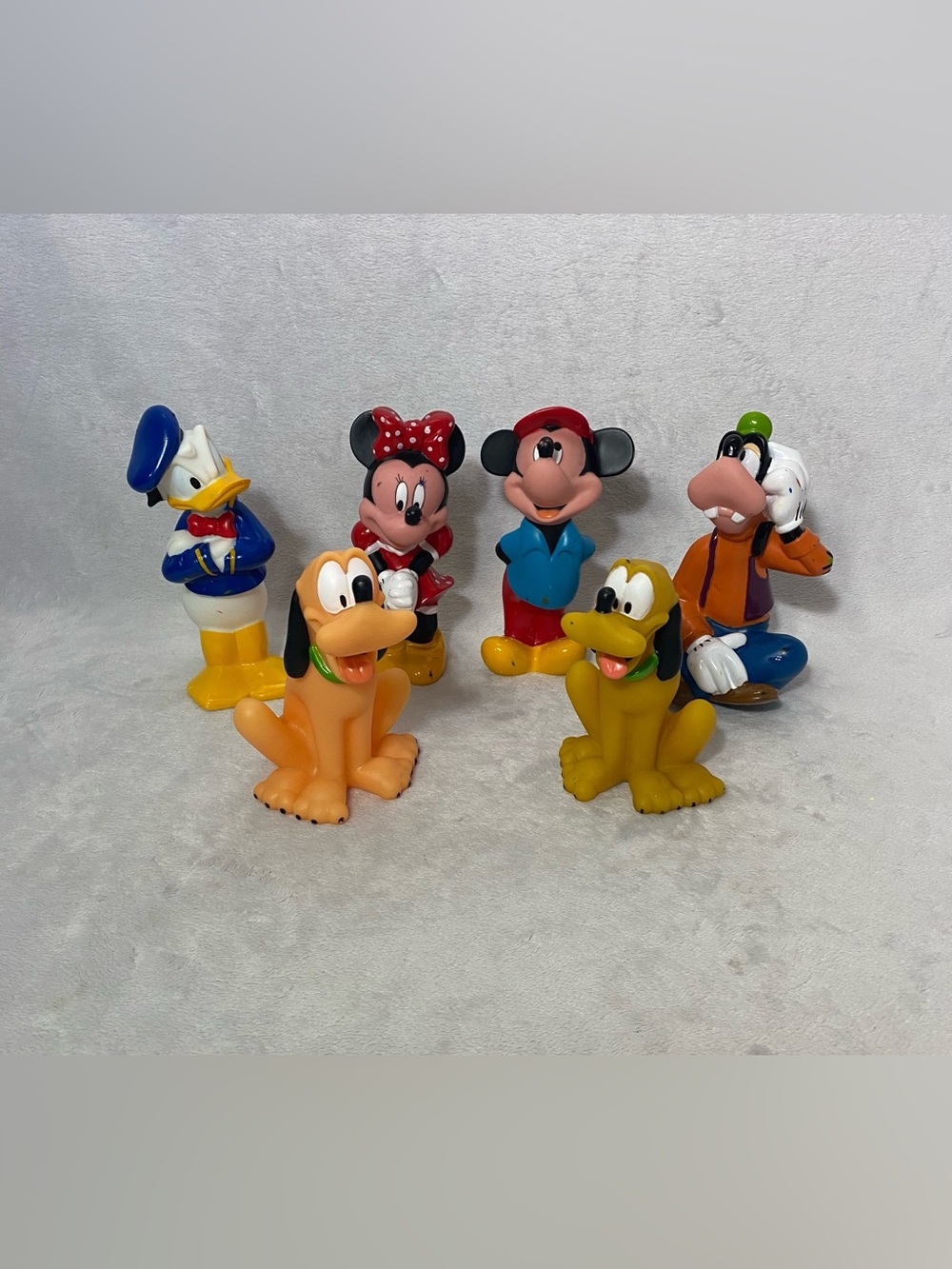 Vintage Lot Of 6 Disney Plastic Bath Toys Mickey Goofy Pluto Donald Minnie 80s